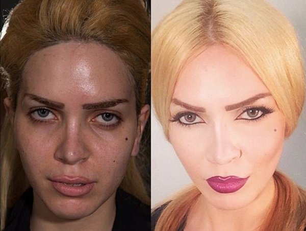 до и после макияжа