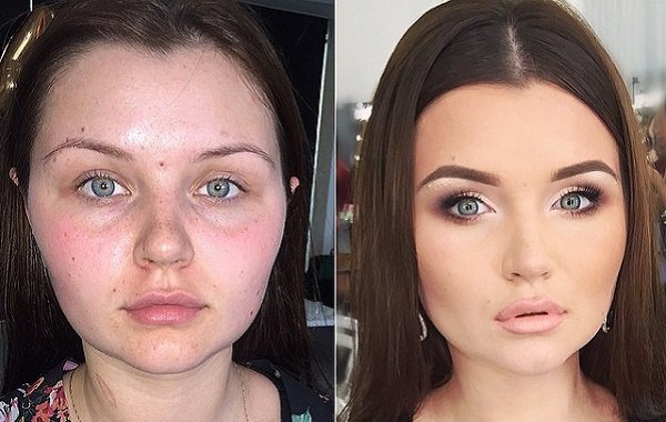 до и после макияжа