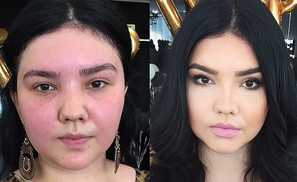 до и после макияжа