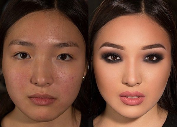 до и после макияжа