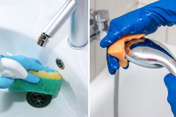 Наношу смесь на сантехнику перед уходом из дома, возвращаюсь и смываю, минимум усилий