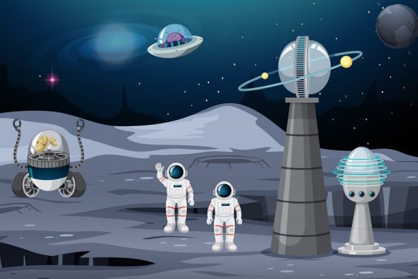 astronauts at a space station