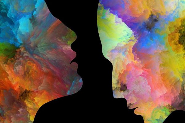 Color Profiles series. Abstract design made of textured human silhouettes on the subject of inner life, mind, personality, creativity and emotions