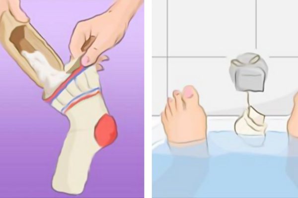 Она засыпала овсянку в носок и повесила на кран в ванной. Звучит странно, но как эффективно!