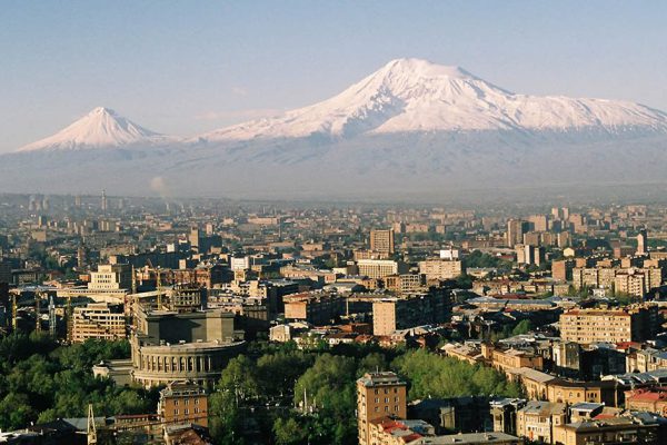 Mountain Ararat and city Yerevan.Armenia.