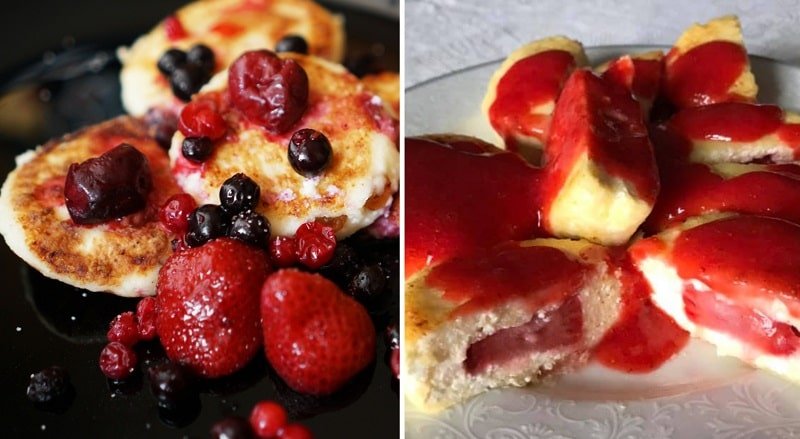 сырники с клубникой и соусом