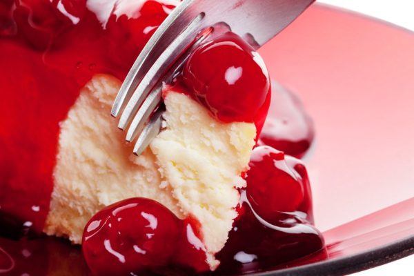 Cherry Cheesecake with Fork