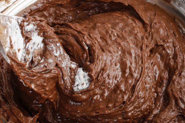 Steps of making chocolate cake : mixing ingredients. Party dessert