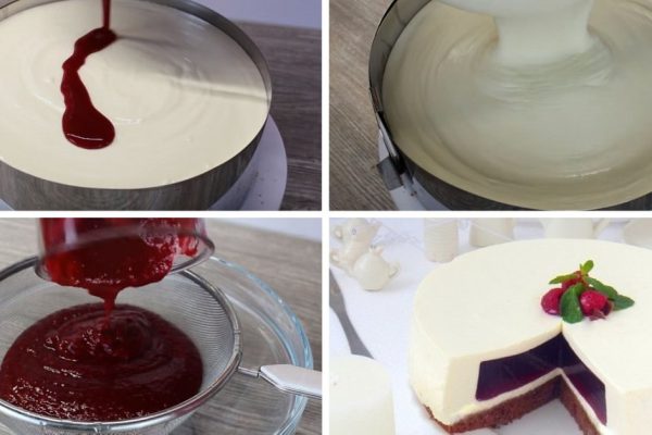 Рецепт сливочного торта с малиновым желе