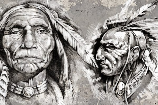 Native american indian head, chiefs, retro style
