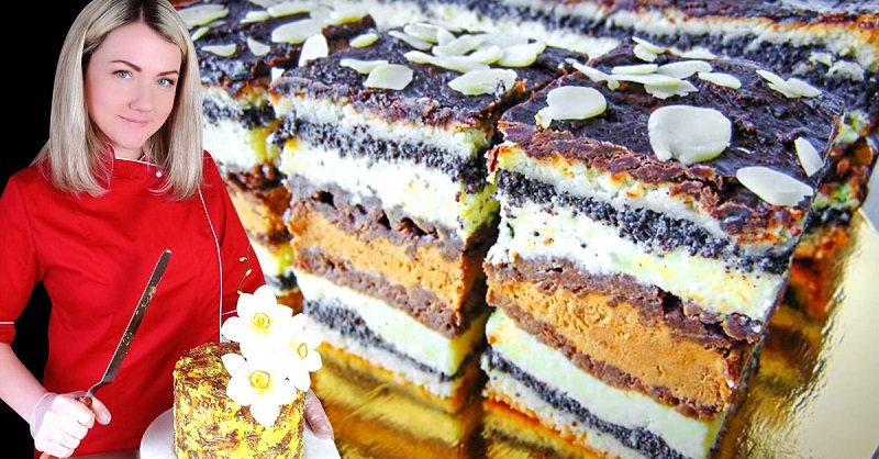 Творожный торт «Вышиванка», благодаря кофейной прослойке десерт изящный, как из ресторана
