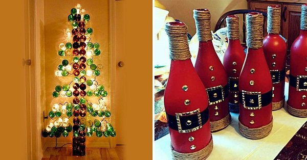 Как сделать декупаж бутылок на новый год