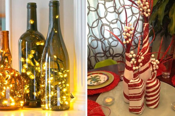 Двадцать шесть новогодних и рождественских украшений из бутылок