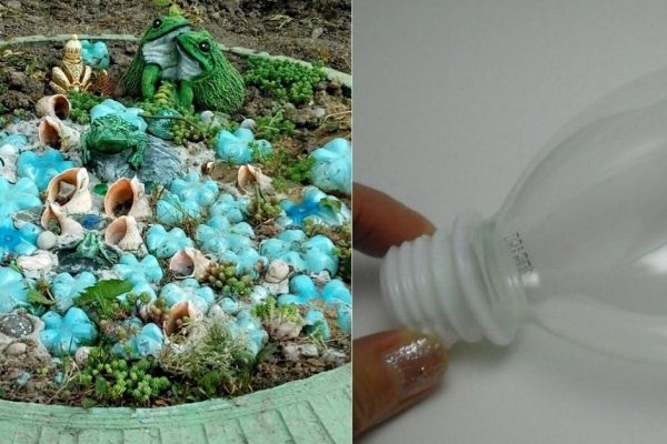 Украшение любимого сада с помощью пластиковых бутылок