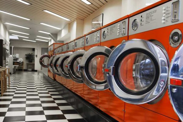 Interior of laundromat