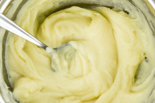 Fresh made Mash on a vintage background (close-up shot)