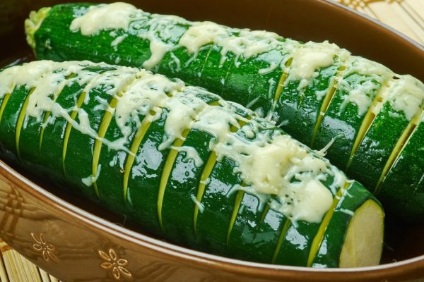 Garlic Parmesan Hasselback Zucchini