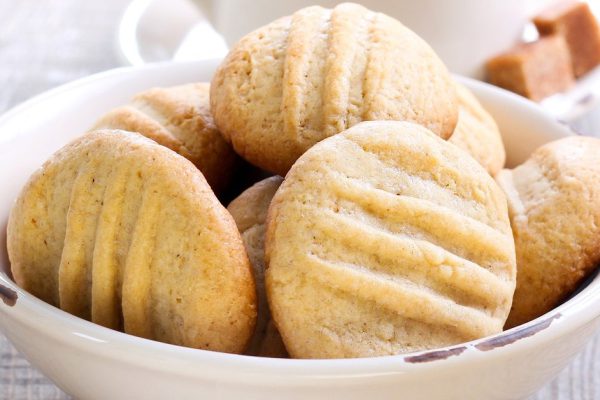 Peanut butter cookies and coffee, square image