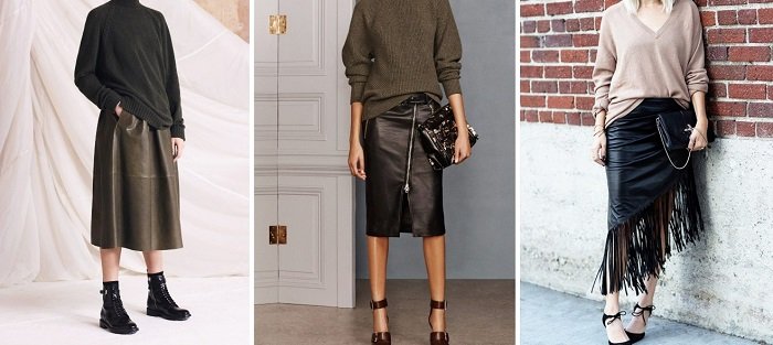 модные юбки из кожи