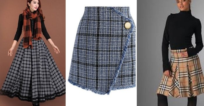 модные юбки в клетку