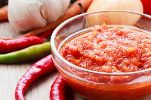 Red hot chilli pepper and ingridients for sause