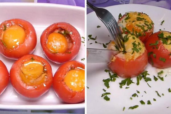 Как приготовить запеченные помидоры с яйцами
