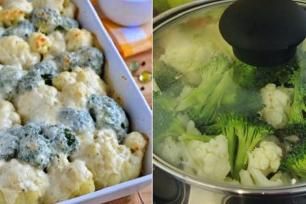 Запеканка из брокколи и цветной капусты