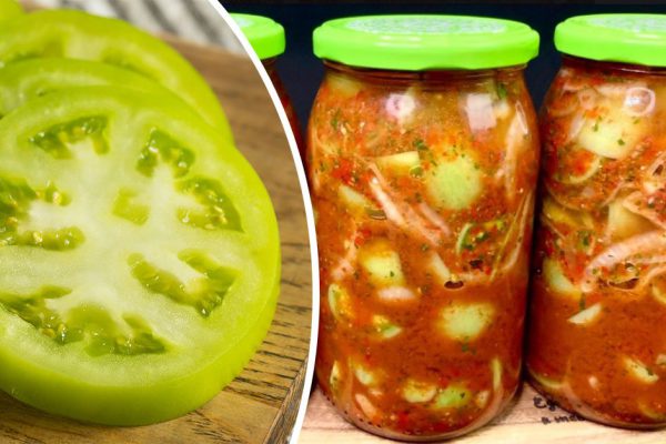 Опрятная грузинская хозяйка закрывает зеленые помидоры на зиму, рецепт на все времена