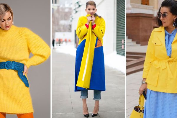 С чем носить желтый и синий цвет, чтобы выглядеть современно