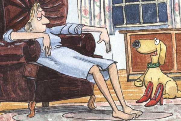 "I couldn't find your slippers, but I found these stuffed way back in your closet."