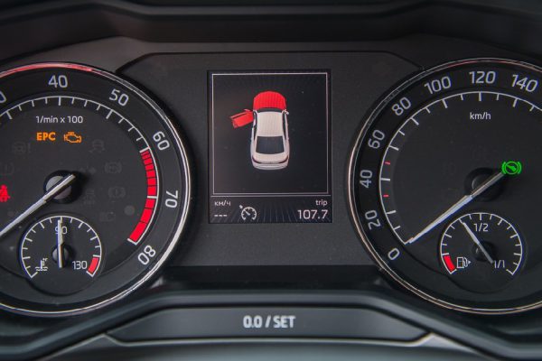 The instrument panel in the car